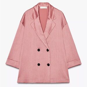 ZARA pink wrinkled look blazer size L